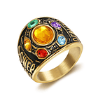 Anillo de caballero con piedras del infinito multicolores y grabados en acero titanio chapado 1