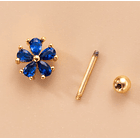 Piercing estilo flor con zafiros azules de imitación en cobre blanco 1