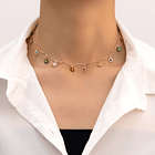 Collar de flores multicolores decoradas con esmalte en aleación chapada en oro 5