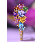 Anillo romántico estilo clúster con gemas de imitación multicolores y en cortes variados 1