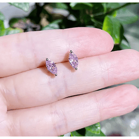 Broqueles sencillos con morganita de imitación corte marquesa en cobre blanco