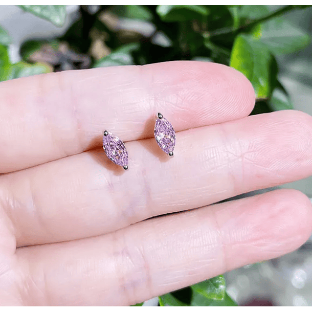 Broqueles sencillos con morganita de imitación corte marquesa en cobre blanco 1