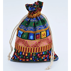 Bolsa de algodón para regalo de joyería con cierre de cordón y diseños étnicos geométricos predominio rojo 1