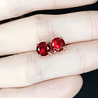 Conjunto de 4 piezas con granate rojo de imitación en cobre chapado en oro rosa (incluye anillo, aretes, pulsera, dije y cadena) 2