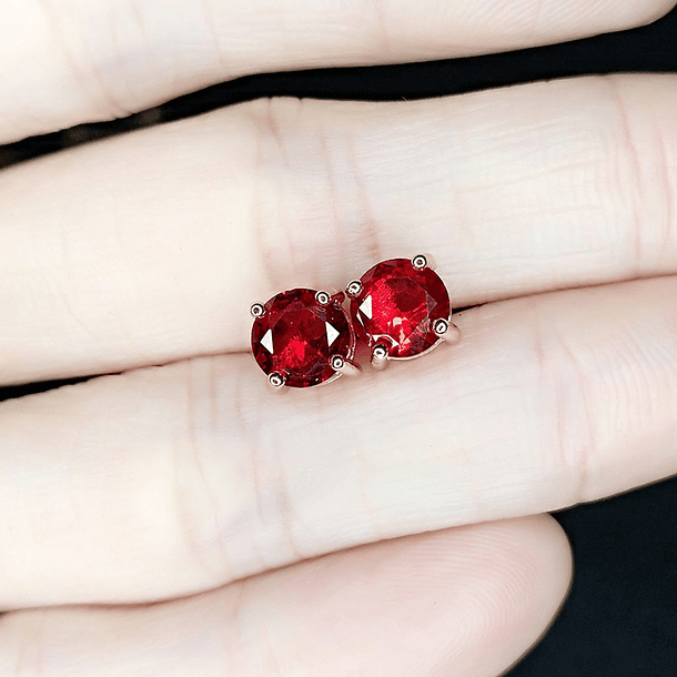 Conjunto de 4 piezas con granate rojo de imitación en cobre chapado en oro rosa (incluye anillo, aretes, pulsera, dije y cadena) 2