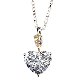 Dije y cadena con circón blanco de imitación en corte corazón y circonia blanca corte pera
