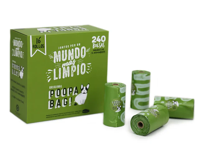 Bolsas Sanitarias Poopa Bag, 16 rollos 