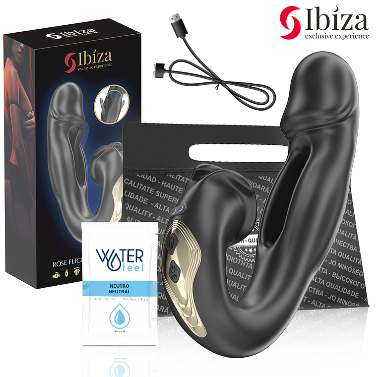 IBIZA - VIBRADOR ROSA COM EFEITO DE FLICKING E ESTIMULADOR DE CLITÓRIS 1