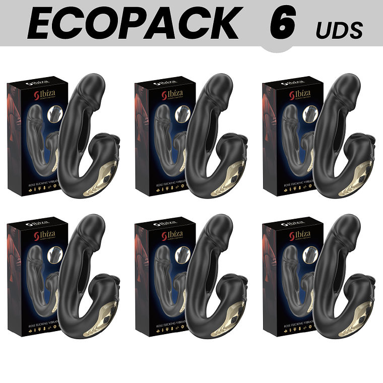 ECOPACKS 6 UNIDADES - VIBRADOR IBIZA ROSE COM EFEITO DE PRESSÃO E ESTIMULADOR DE CLITÓRIS 1