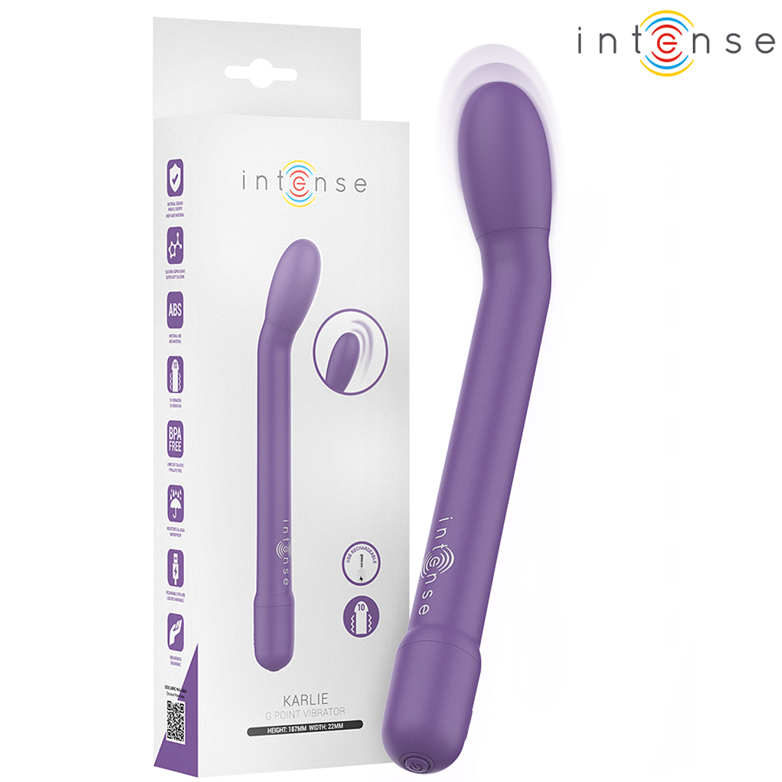 INTENSE - ESTIMULADOR DE PONTO G RECARREGÁVEL KARLIE ROXO 1