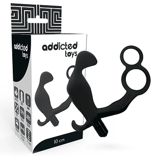 ADDICTED TOYS - PLUG ANAL COM ANEL DE PÊNIS DUPLO E TESTÍCULOS PRETO