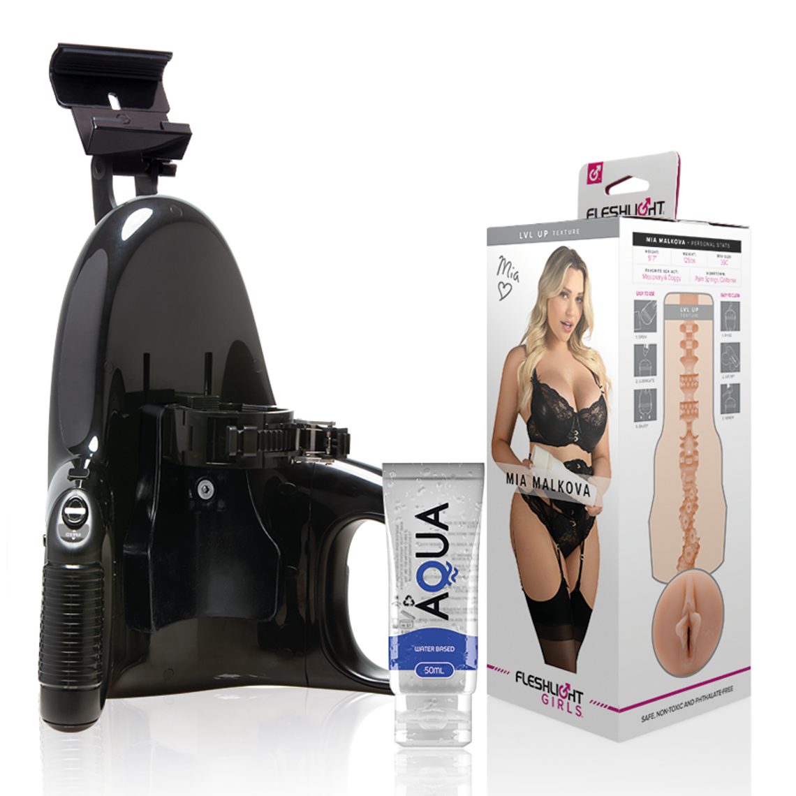 Kit Fleshlight de Mia Malková | LVL UP Vagina + Lanzamiento Universal + Lubricante 1