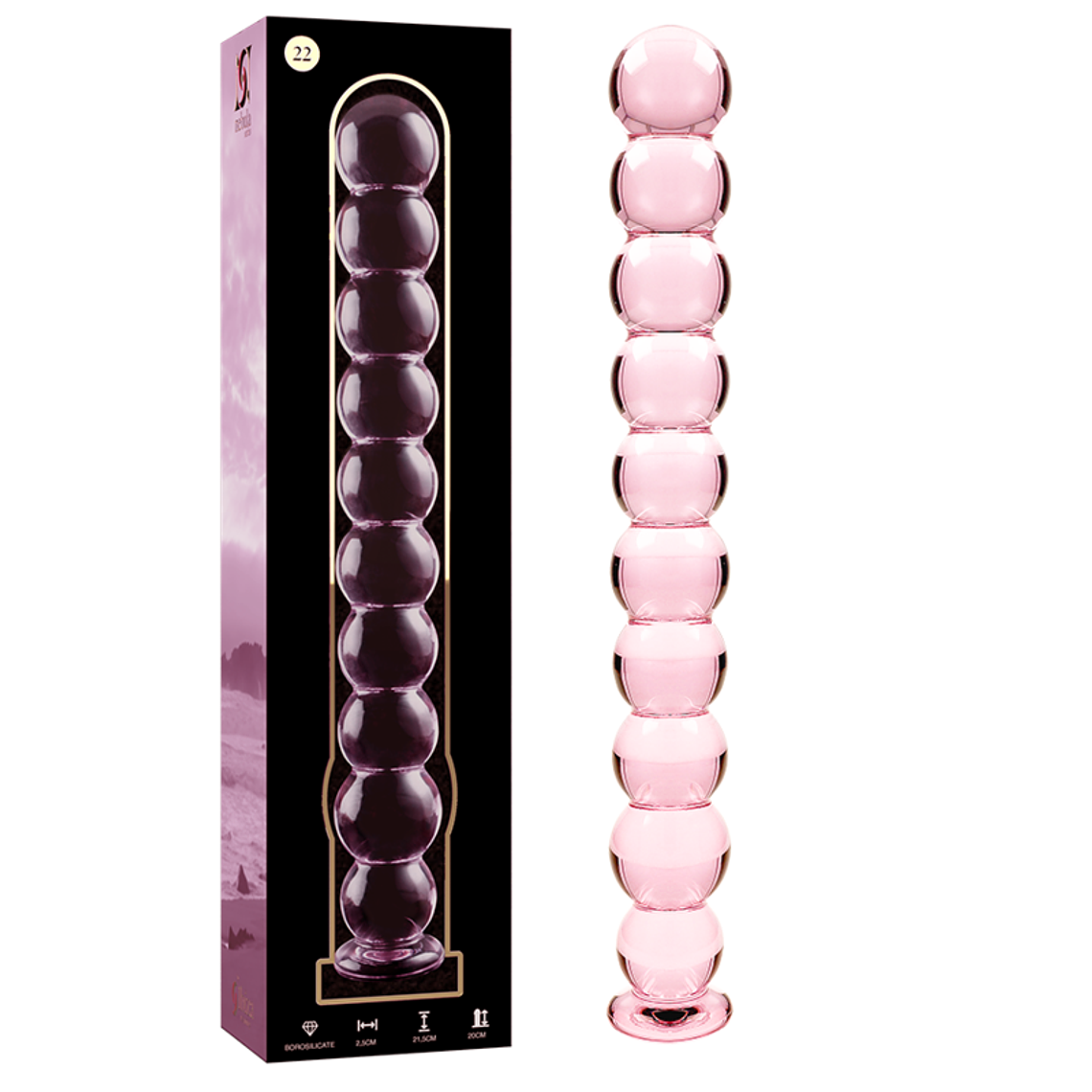 NEBULA SERIES BY IBIZA - MODELO 22 DILDO VIDRO BOROSILICADO ROSA 21.5 CM -O- 2.5 CM 1
