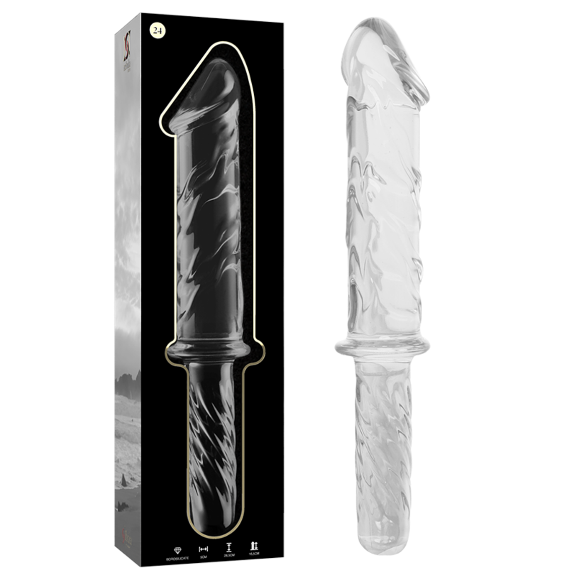 NEBULA SERIES BY IBIZA - MODELO 24 DILDO VIDRO BOROSILICADO TRANSPARENTE 28.5 CM -O- 5 CM 1