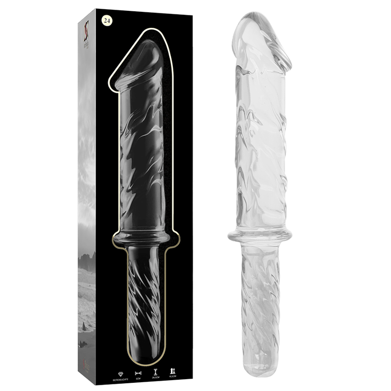 NEBULA SERIES BY IBIZA - MODELO 24 DILDO VIDRO BOROSILICADO TRANSPARENTE 28.5 CM -O- 5 CM 1