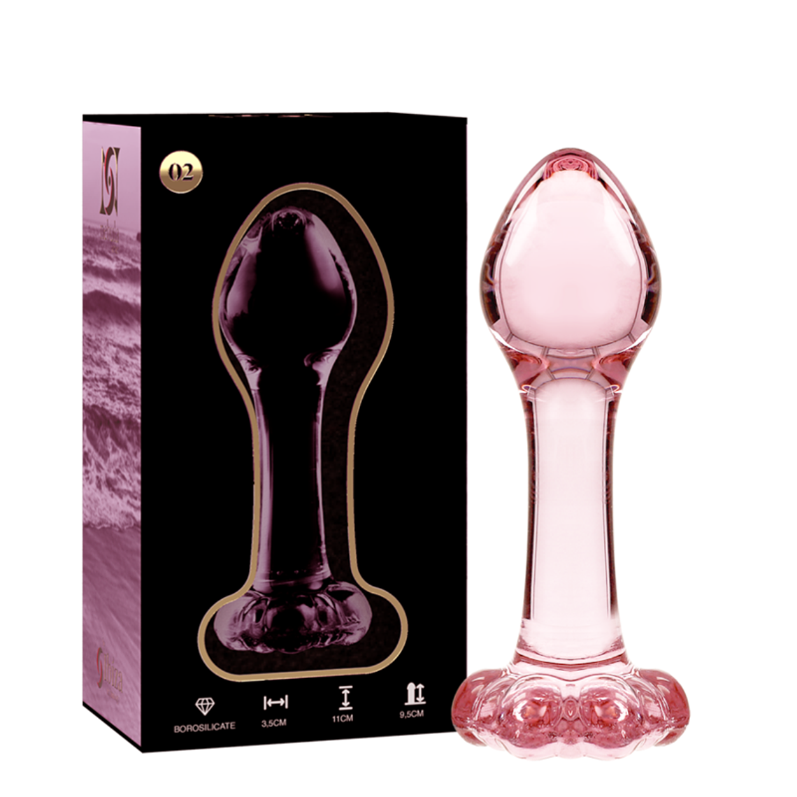 NEBULA SERIES BY IBIZA - MODELO 2 PLUG ANAL VIDRO BOROSILICADO ROSA 11 CM -O- 3.5 CM 1