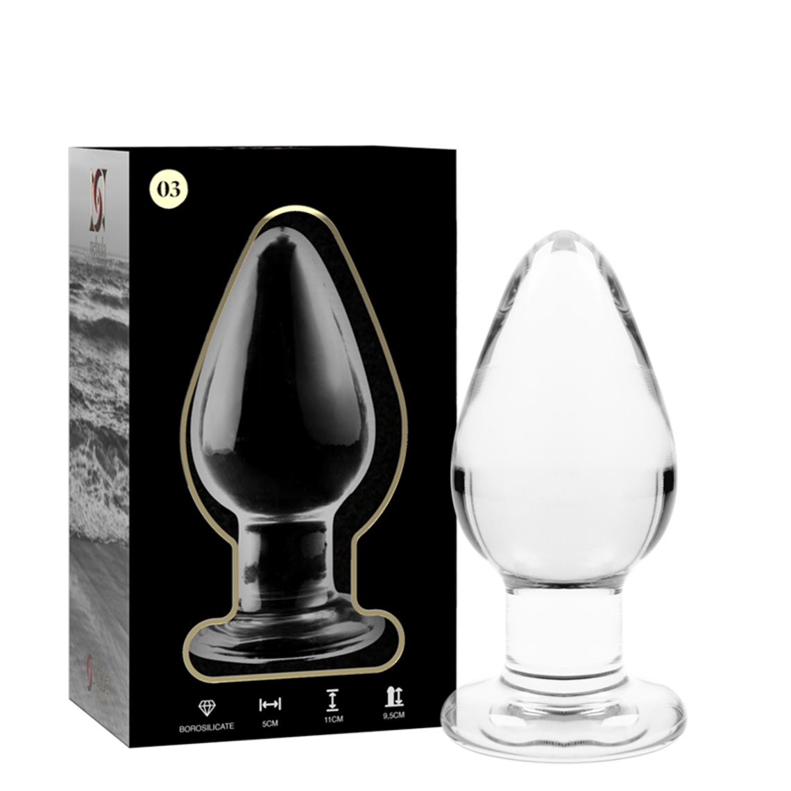 NEBULA SERIES BY IBIZA - MODELO 3 ANAL PLUG VIDRO BOROSILICADO TRANSPARENTE 11 CM -O- 5 CM 1