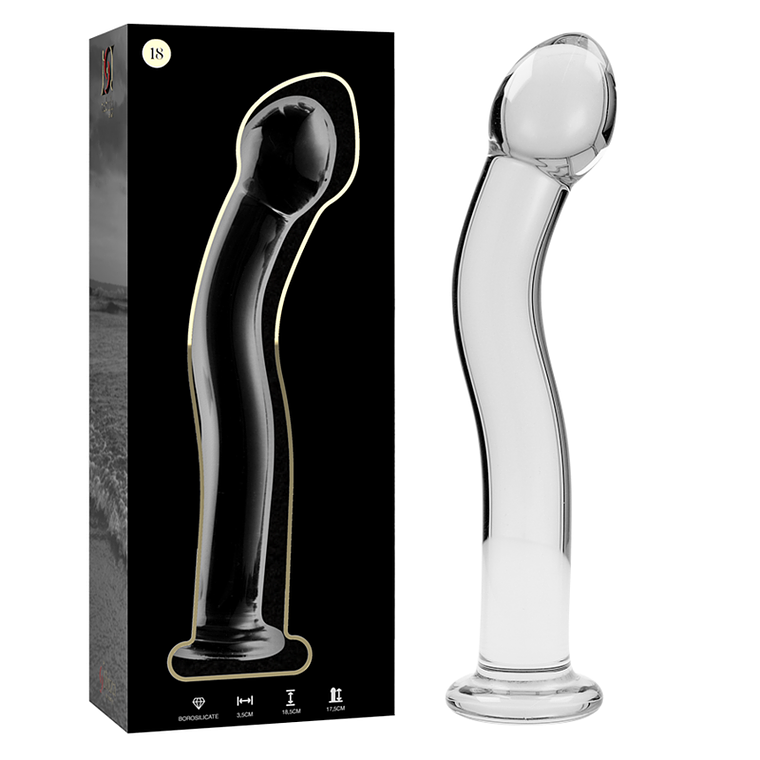 SÉRIE NEBULA BY IBIZA - MODELO 18 DILDO VIDRO BOROSILICADO TRANSPARENTE 18.5 CM -O- 3.5 CM 1