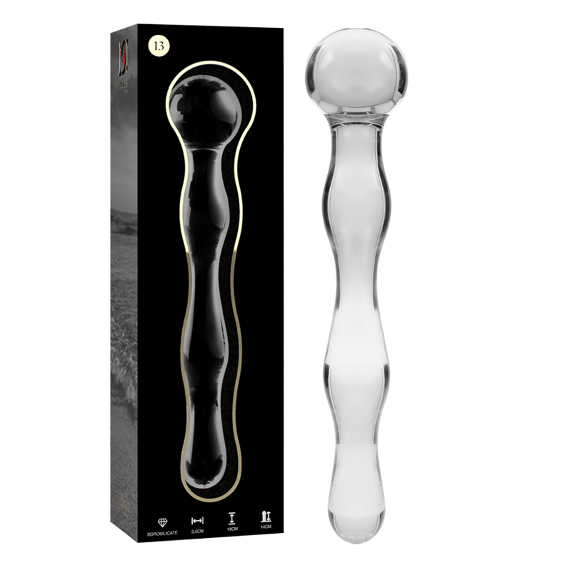 NEBULA SERIES BY IBIZA - MODELO 13 DILDO VIDRO BOROSILICADO TRANSPARENTE 18 CM -O- 3.5 CM 1