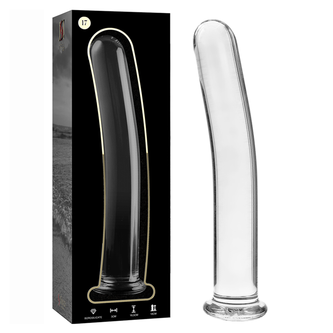 NEBULA SERIES BY IBIZA - MODELO 17 DILDO VIDRO BOROSILICADO TRANSPARENTE 18.5 CM -O- 3 CM 1