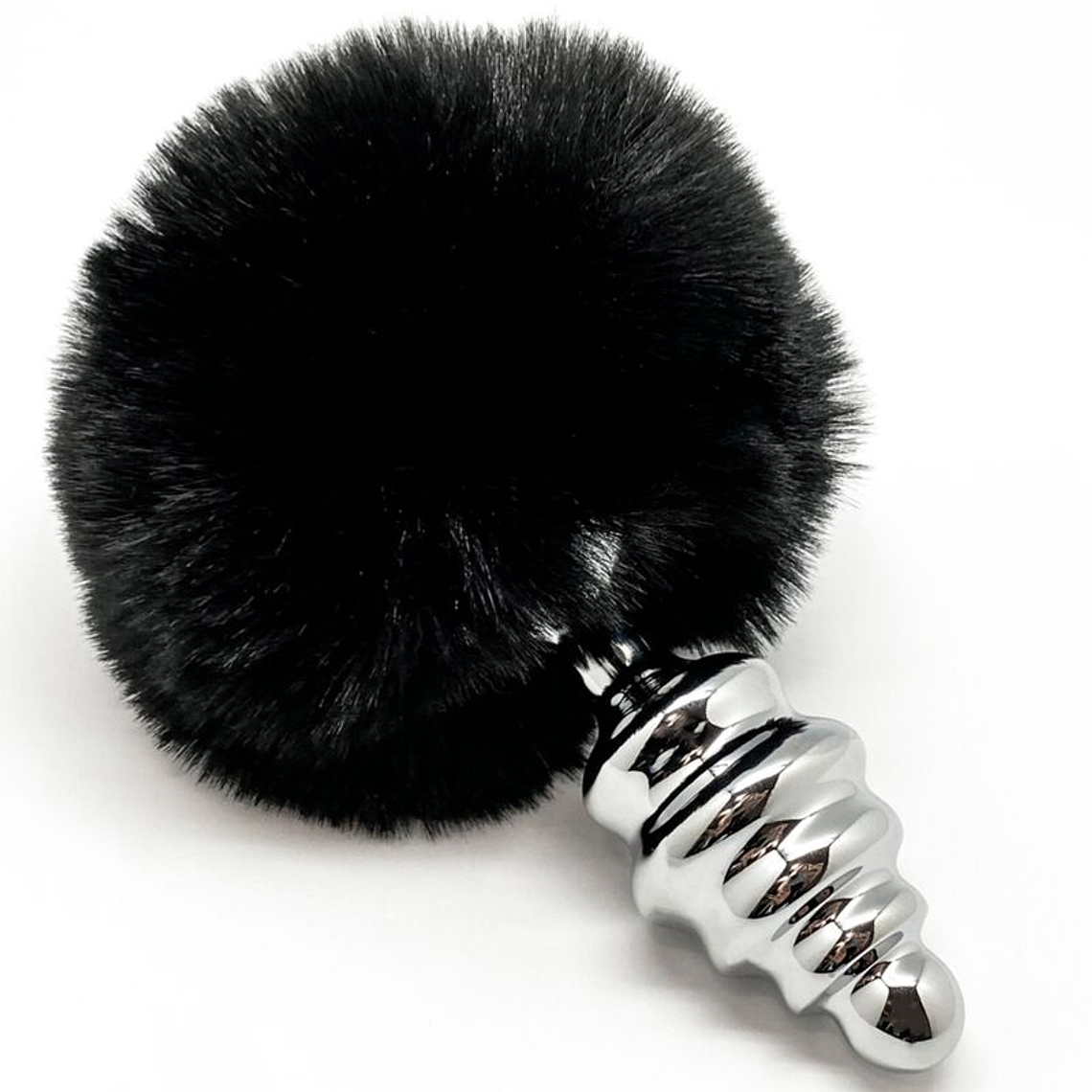 ALIVE - PLUG DE PRAZER ANAL ESPIRAL METAL FLUFFY PRETO TAMANHO L 1
