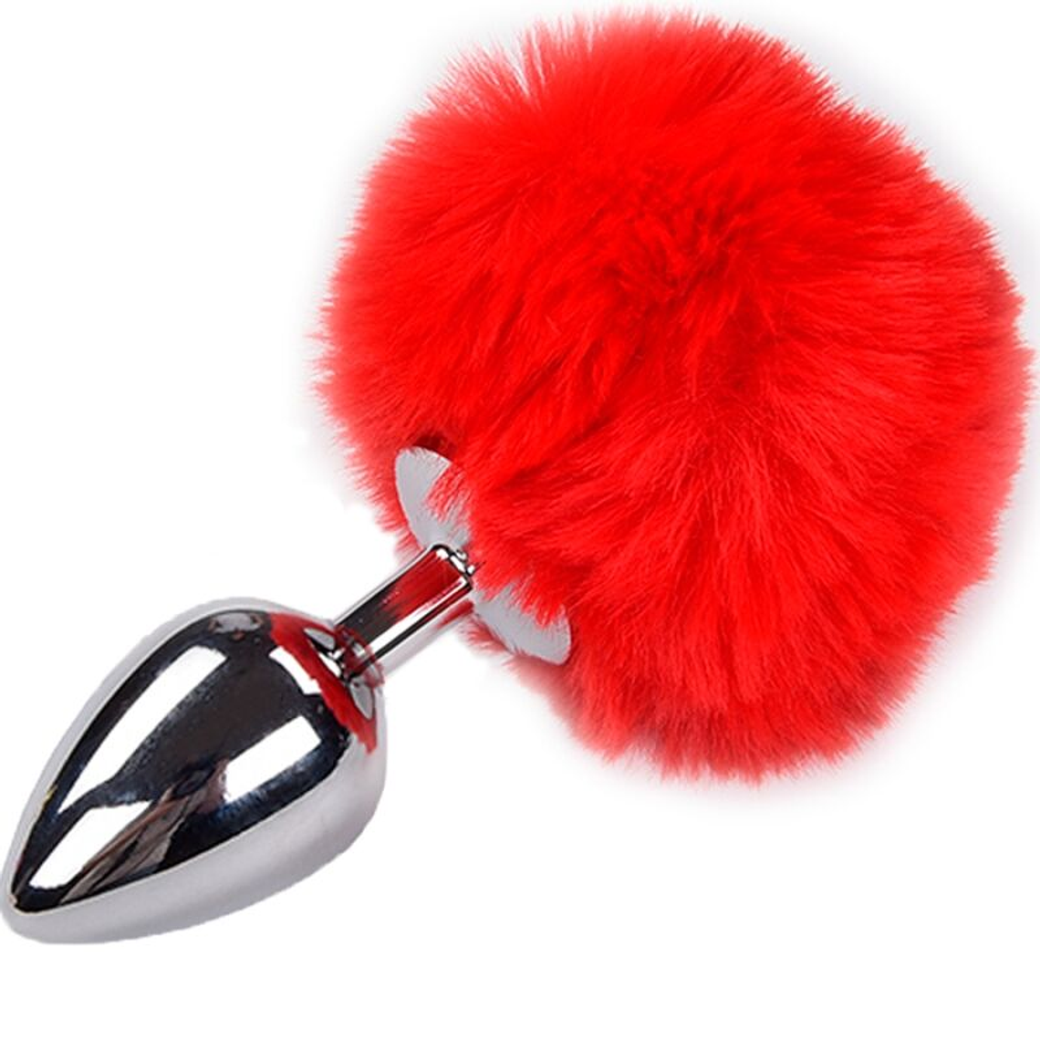 ALIVE - PLUG DE PRAZER ANAL METAL LISO FLUFFY VERMELHO TAMANHO S 1
