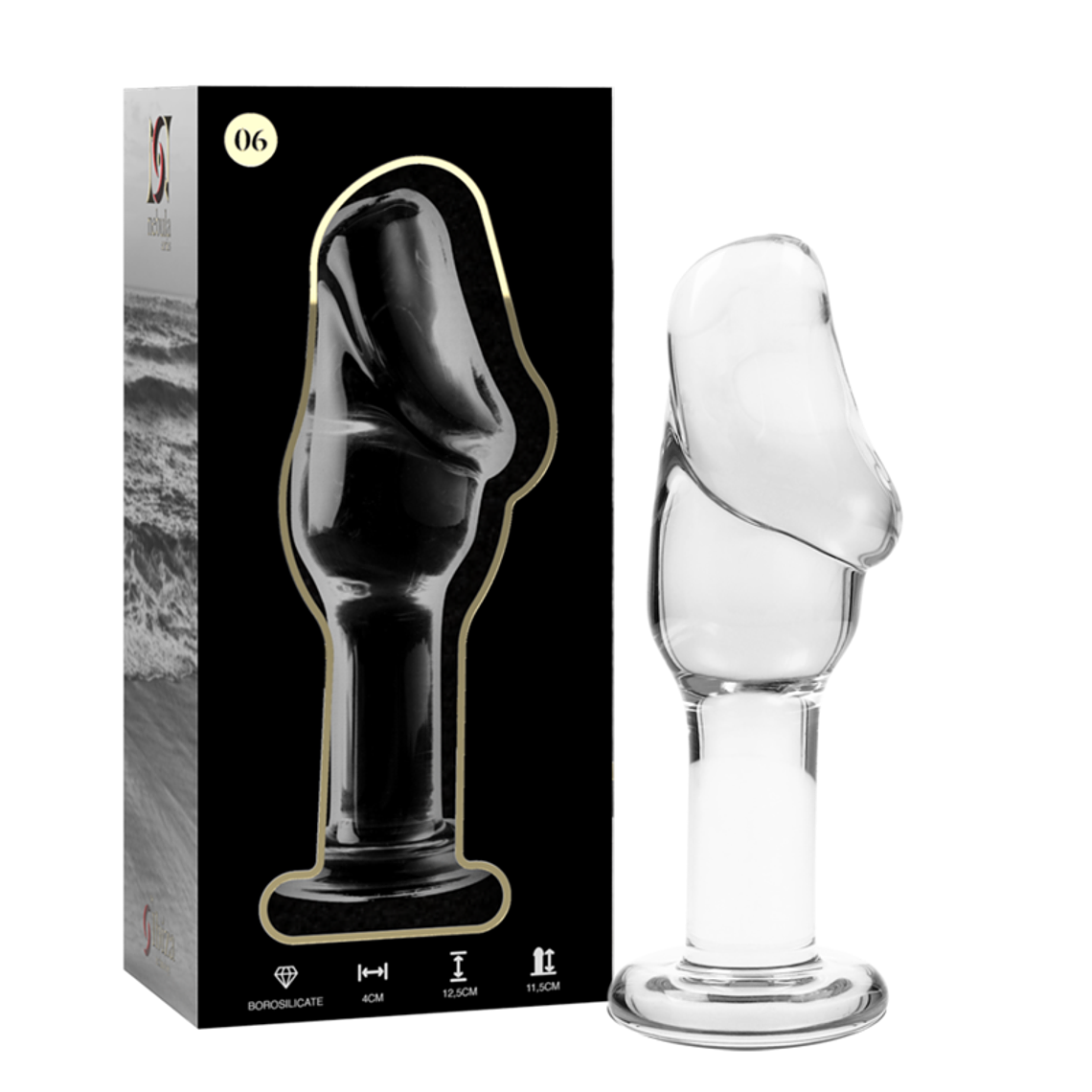 NEBULA SERIES BY IBIZA - MODELO 6 ANAL PLUG VIDRO BOROSILICADO TRANSPARENTE 12.5 CM -O- 4 CM 1