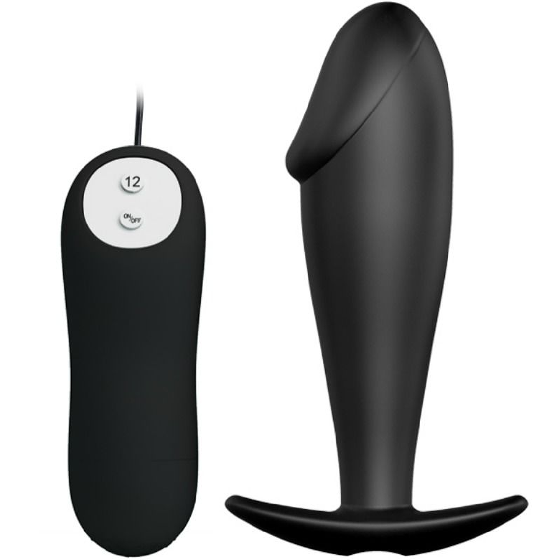 PRETTY LOVE - SILICONE ANAL PLUG FORMA DE PÊNIS E 12 MODOS DE VIBRAO PRETO 1
