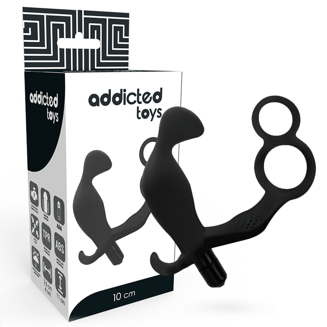 ADDICTED TOYS - PLUG ANAL COM ANEL DE PÊNIS DUPLO E TESTÍCULOS PRETO 1