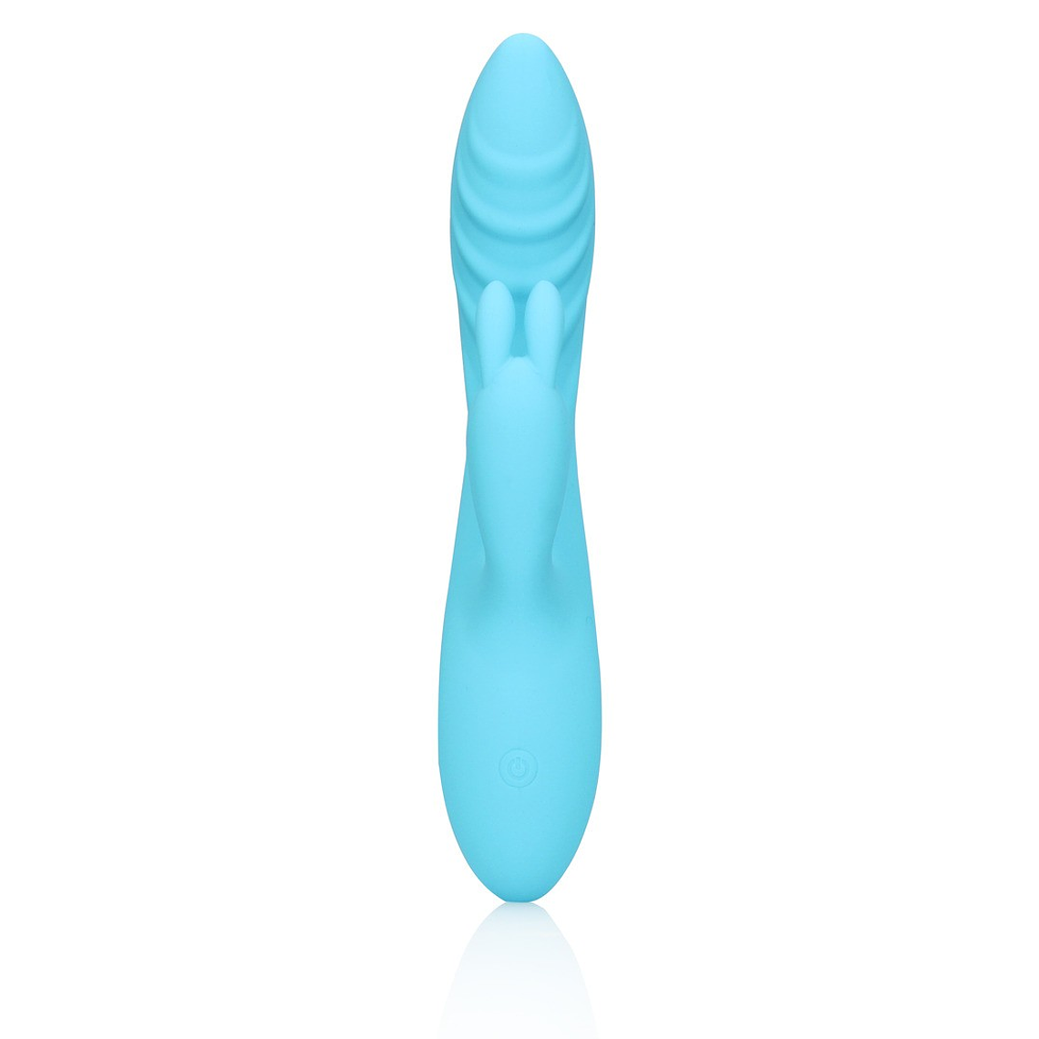 VIBRADOR RIBBED ULTRA SOFT SILICONE RABBIT GLACIAL BLUE LOVELINE 5