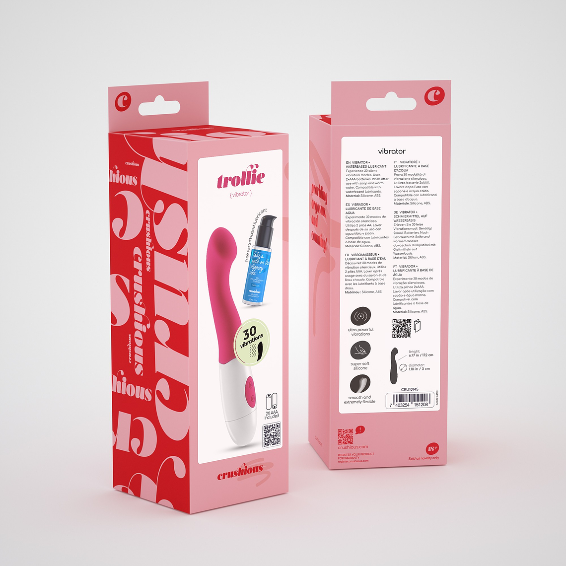 VIBRADOR TROLLIE COM LUBRIFICANTE À BASE DE ÁGUA INCLUÍDO CRUSHIOUS 5