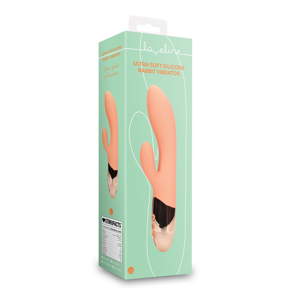 VIBRADOR RABBIT ULTRA SOFT SILICONE RABBIT CERAMIC PEACH LOVELINE 2