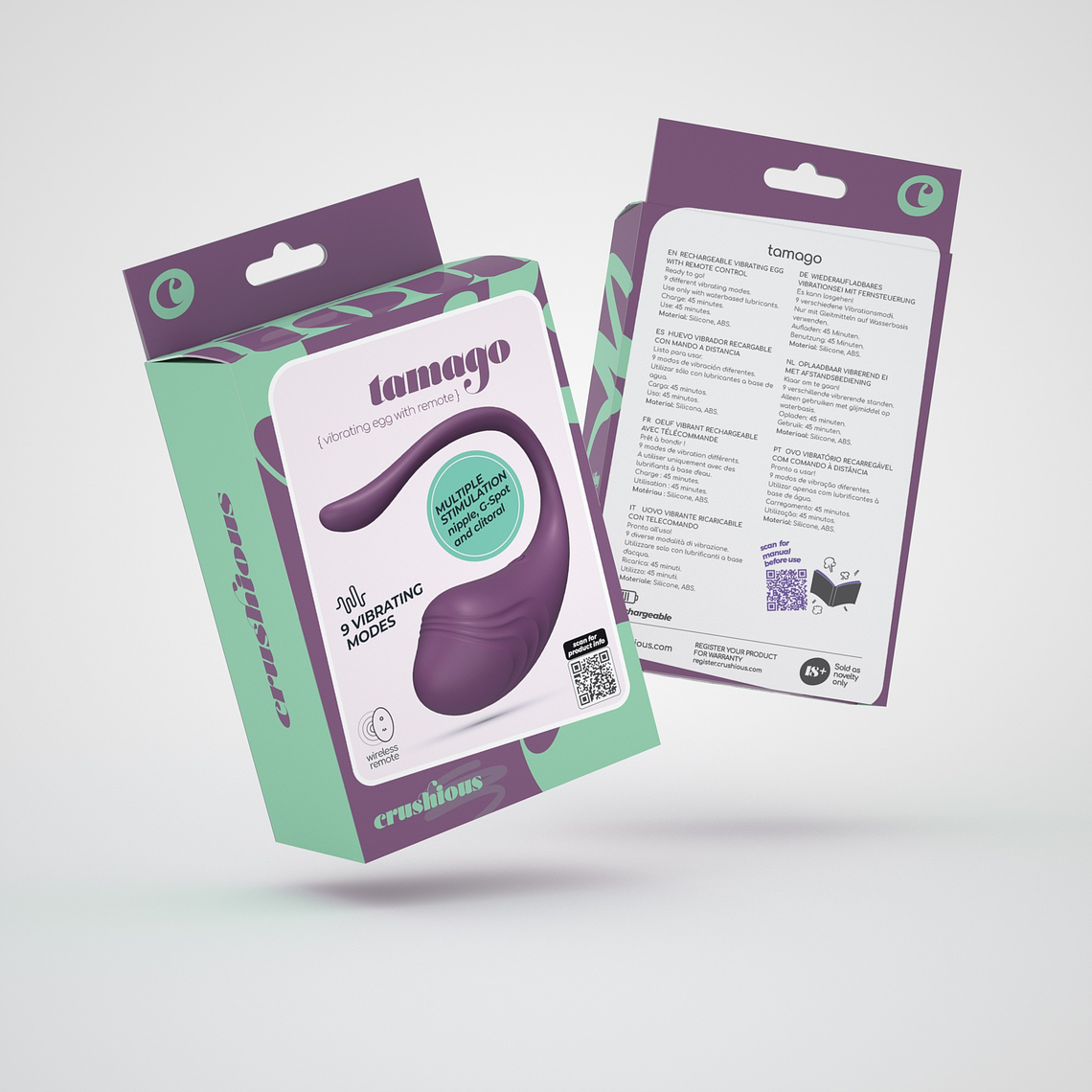 OVO VIBRATÓRIO RECARREGÁVEL COM COMANDO TAMAGO CRUSHIOUS ROXO 10