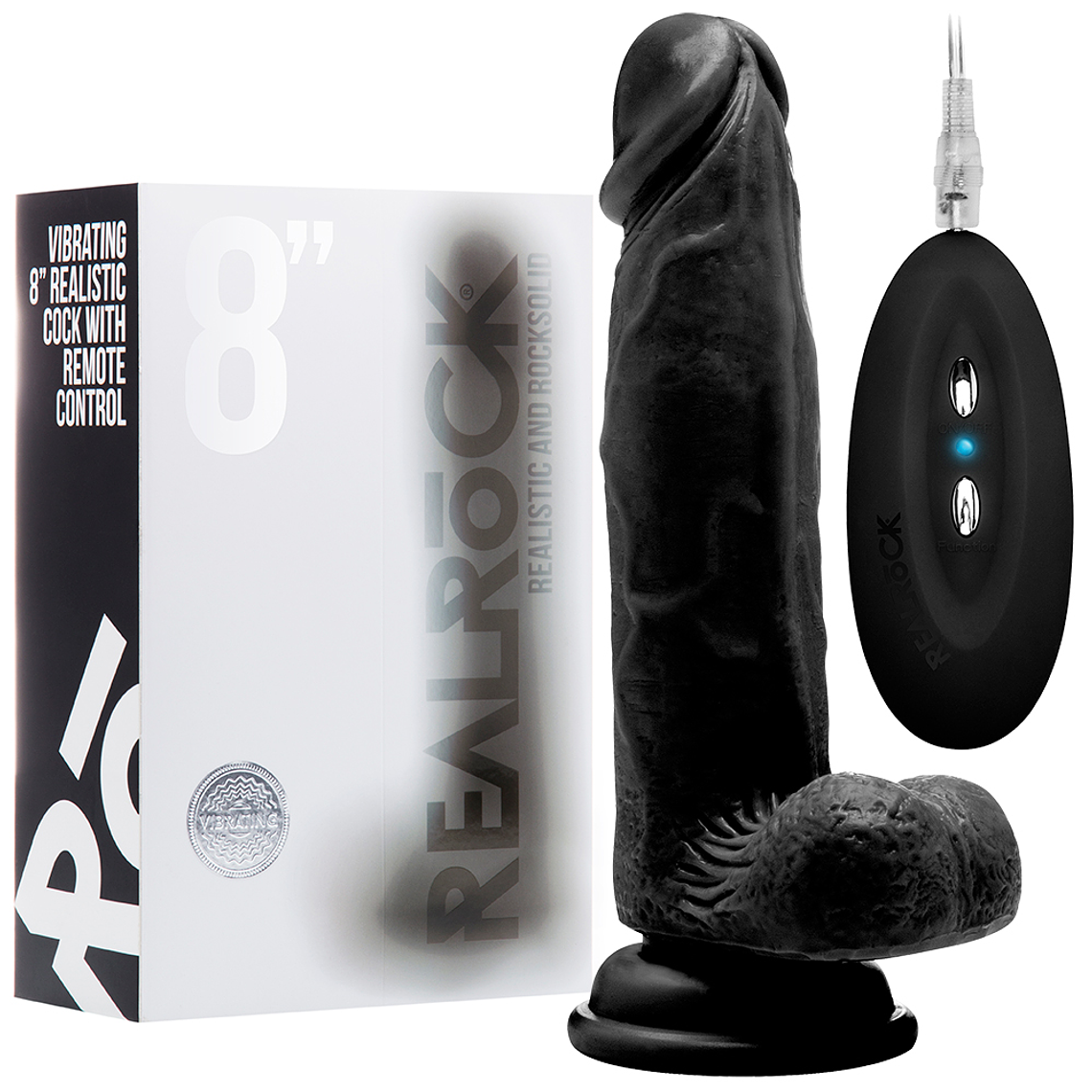 VIBRADOR REALÍSTICO COM TESTÍCULOS REALROCK 8” PRETO 2