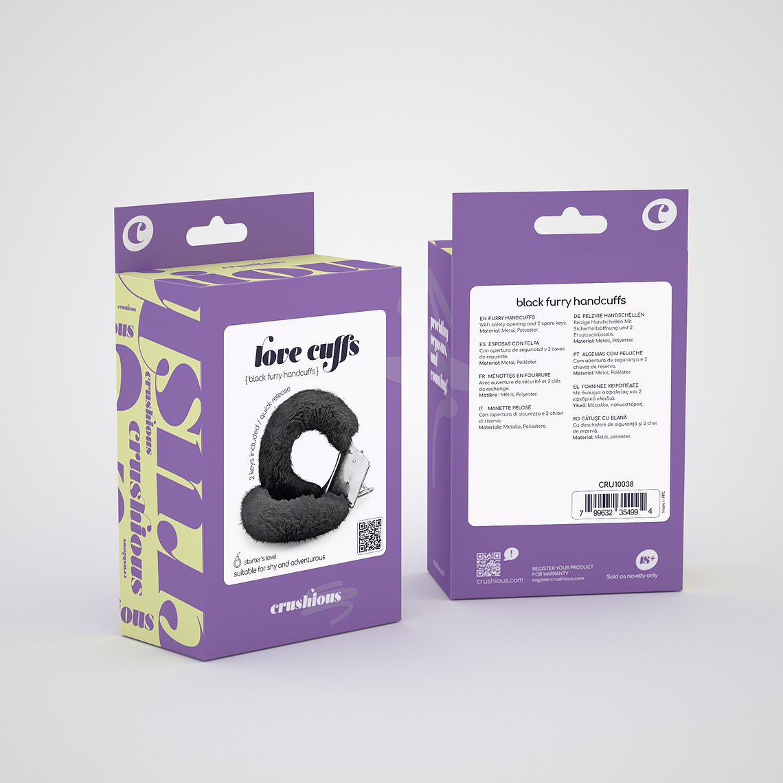 ALGEMAS DE PELUCHE LOVE CUFFS CRUSHIOUS PRETAS 6