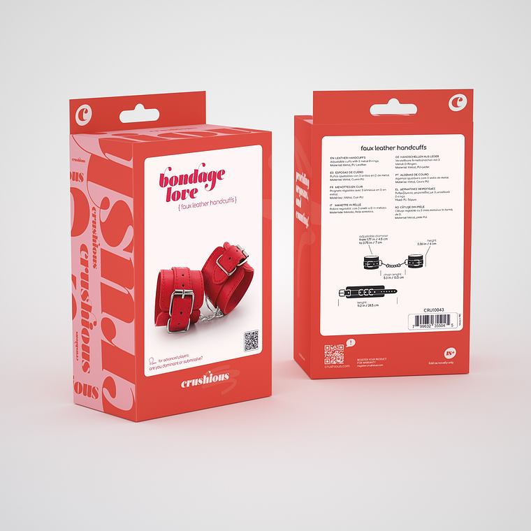 ALGEMAS DE COURO BONDAGE LOVE CRUSHIOUS VERMELHAS 7