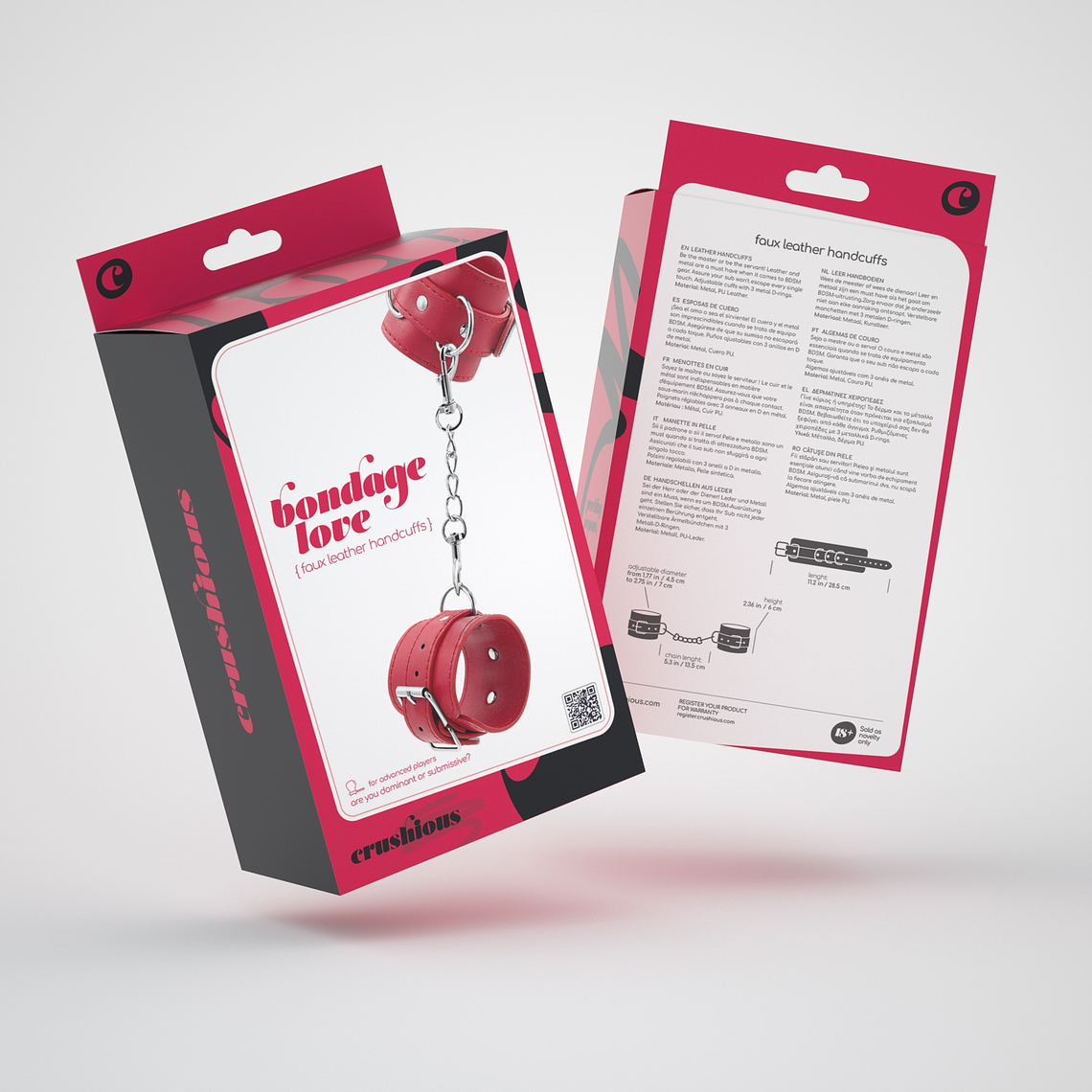 ALGEMAS DE COURO BONDAGE LOVE CRUSHIOUS VERMELHAS 8