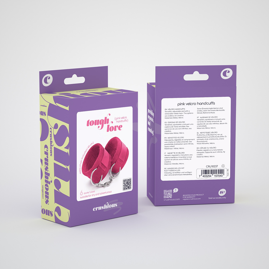 ALGEMAS DE VELCRO TOUGH LOVE COM CORRENTE DE 40CM EXTRA CRUSHIOUS ROSA 6