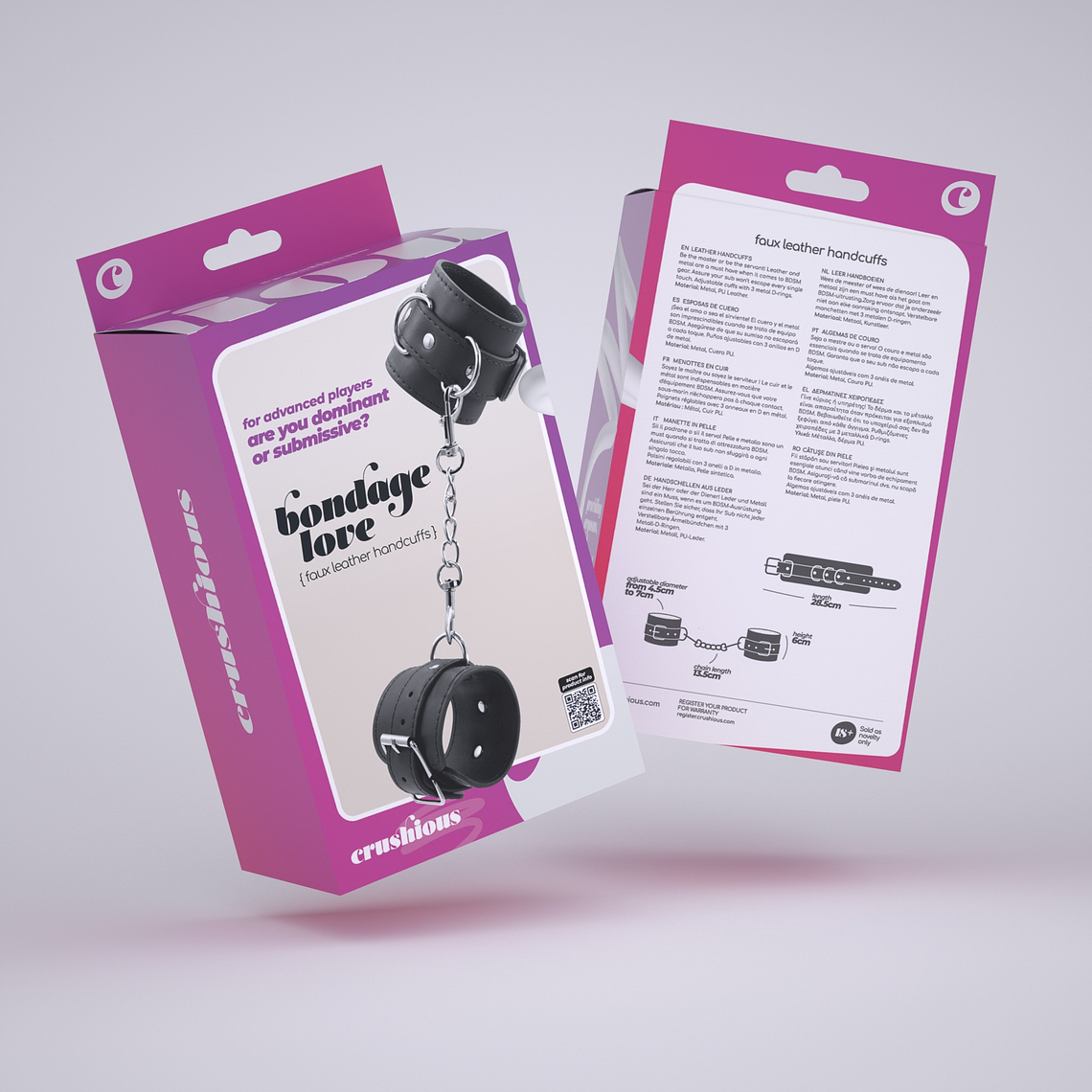 ALGEMAS DE COURO BONDAGE LOVE CRUSHIOUS PRETAS 9