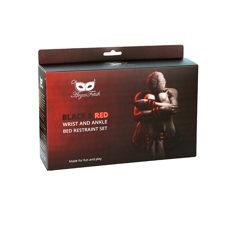 CONJUNTO DE RESTRIÇÕES PARA CAMA ARGUS FETISH PRETO E VERMELHO ARGUS TOYS 4