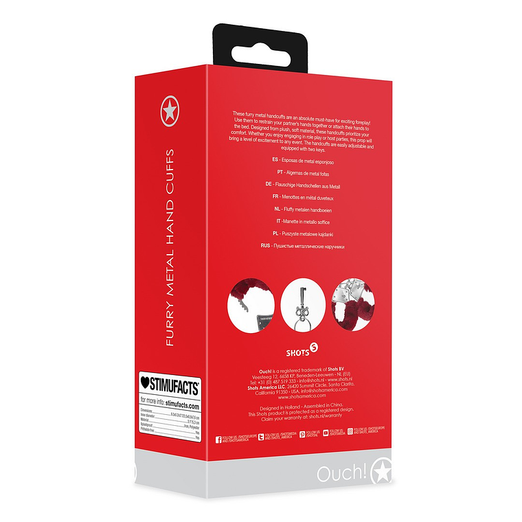 ALGEMAS COM PELÚCIA FURRY METAL VERMELHO OUCH! 3