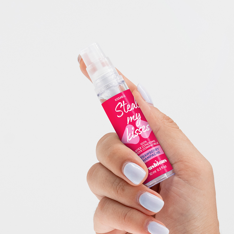 GEL LUBRIFICANTE STEAL MY KISSES COM SABOR A CHAMPANHE COM MORANGO CRUSHIOUS 10ML 5