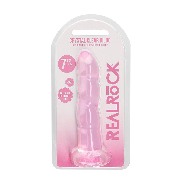 DILDO NON-REALISTIC CRYSTAL CLEAR 7 /17 CM ROSA REALROCK 2