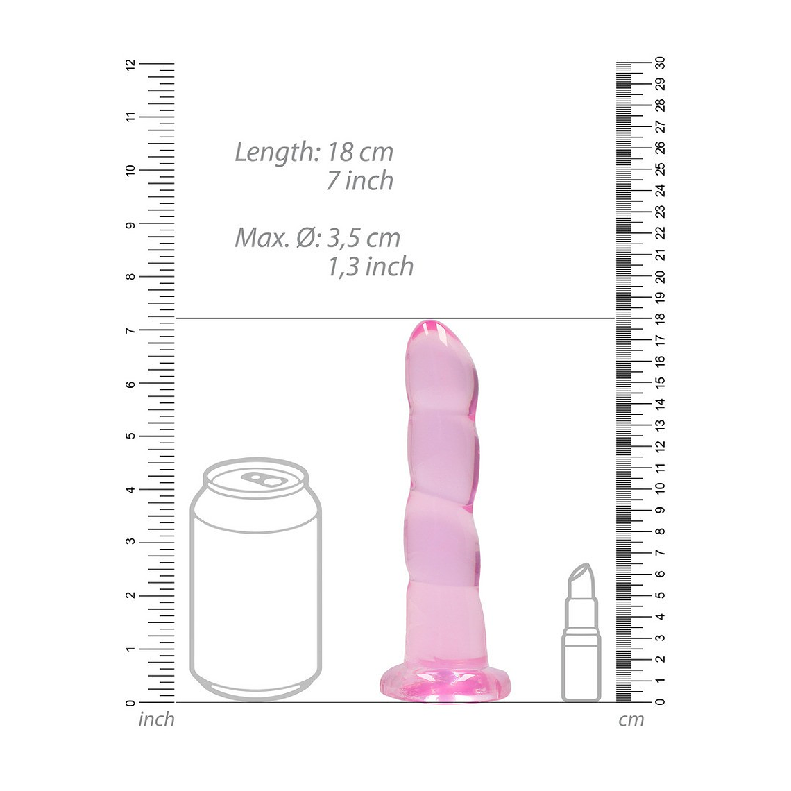 DILDO NON-REALISTIC CRYSTAL CLEAR 7 /17 CM ROSA REALROCK 4