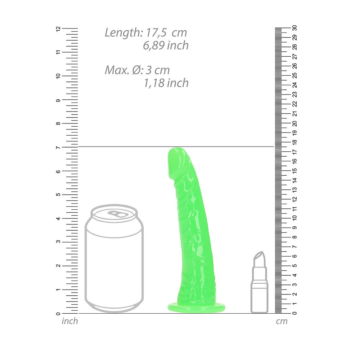 DILDO SLIM REALISTIC GLOW IN THE DARK 6'' / 15,5 CM REALROCK 6
