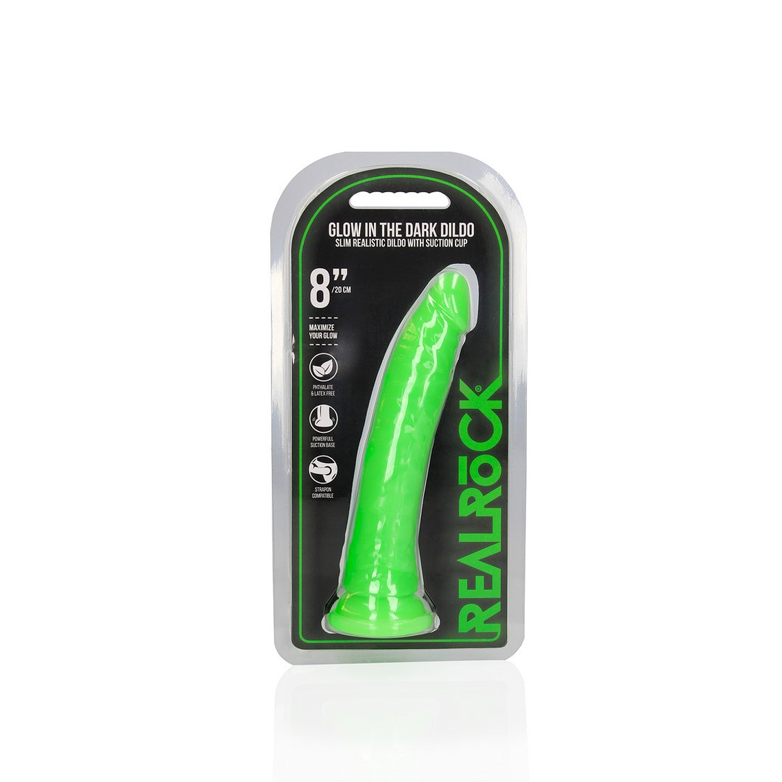 DILDO SLIM REALISTIC GLOW IN THE DARK 8'' / 20 CM REALROCK 2