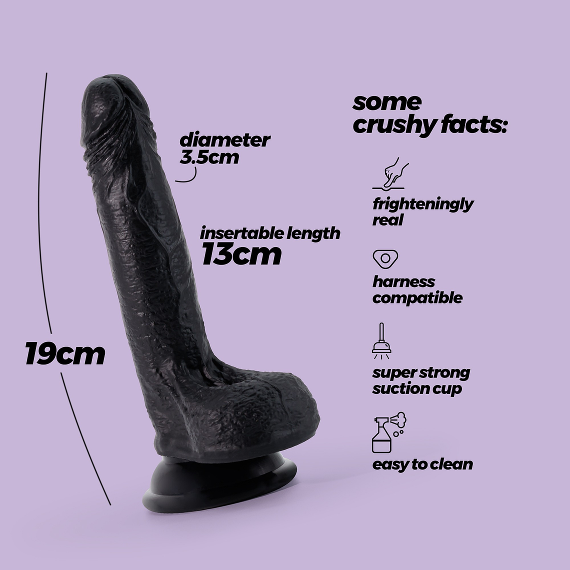 DILDO DE SILICONE LÍQUIDO INVIKTUS 7 CRUSHIOUS PRETO 8