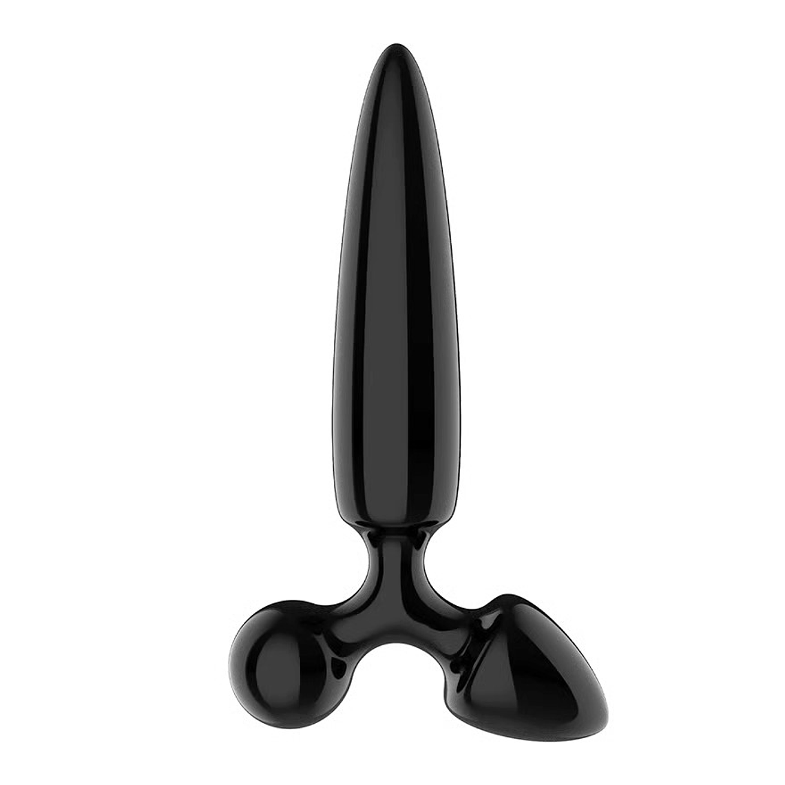 DILDO DE VIDRO COM PLUG TRIPLE CRYSTAL 1 PRETO SATISFYER 4