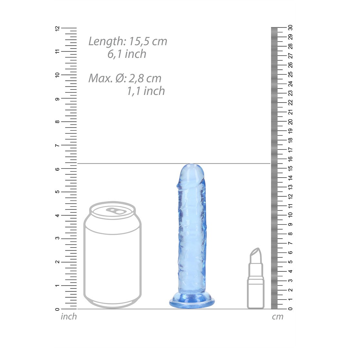 DILDO STRAIGHT REALISTIC CRYSTAL CLEAR 6 /14,5 CM AZUL REALROCK 6