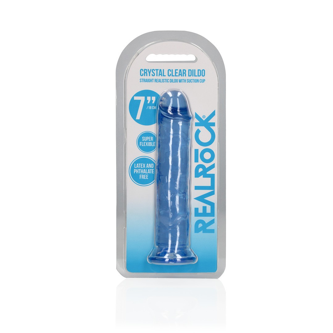 DILDO STRAIGHT REALISTIC CRYSTAL CLEAR 7 /18 CM AZUL REALROCK 2
